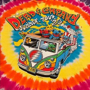 Dead & Company The Final Tour 2023 tie-dye t-shirt Bus with Grateful Dead bears